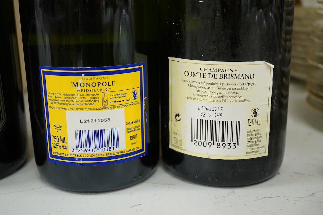Six various bottles of Champagne to include Monopole, Lanson Black Label and G H Martel & Co